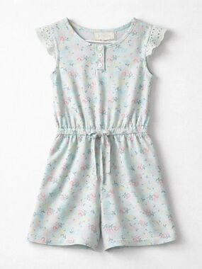Btween mint floral eyelet flutter sleeve romper size 3T